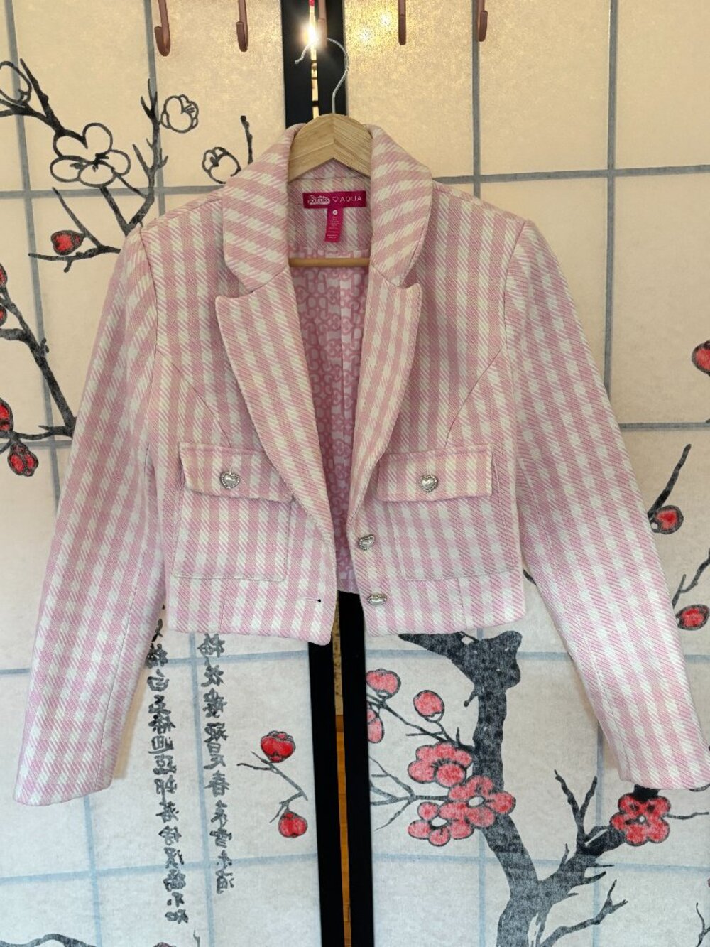 AQUA Gingham Blazer & Skirt Matching Set Size Small